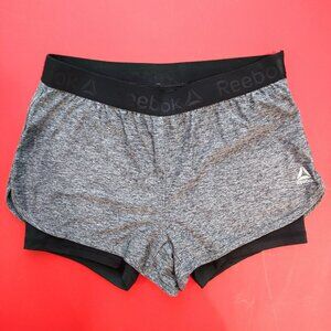 Reebok 2 in 1 running short grey black women's size S